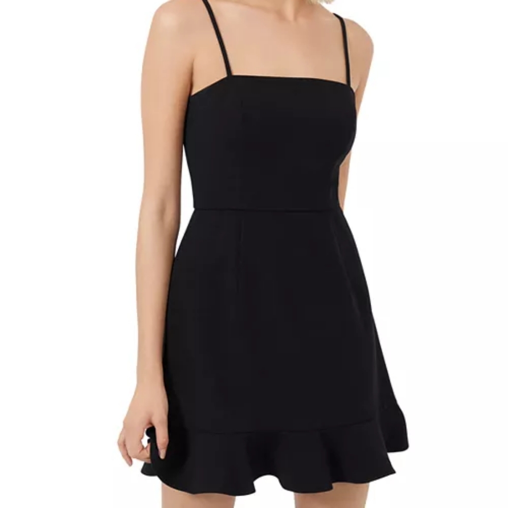 Black "Whisper" Ruffled Hem Dress